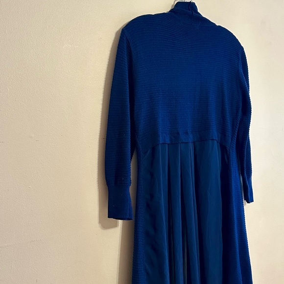 💙Patrizia Luca 💙Milano 💙Navy Open Front Cardigan 💙Flowy Pleated Nylon Back💙 - Picture 2 of 5